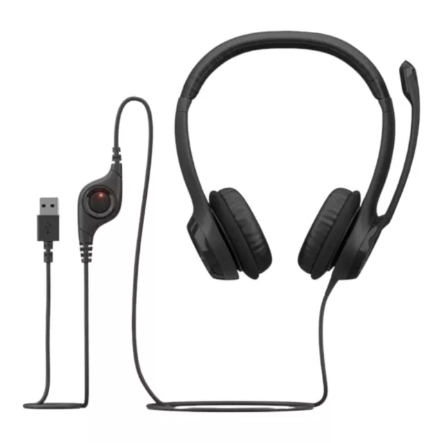 Logitech H390 Wired Headset for PC/Laptop, Stereo Headphones, USB, Black
