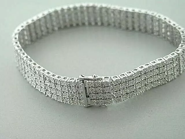 4 row Men's Tennis Bracelet with Natural Diamonds in Sterling Silver 1.50 Carats