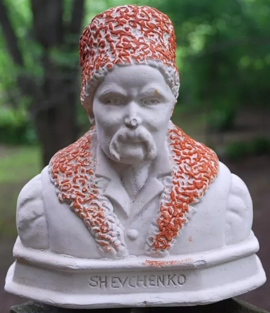 Antique 1880s SHEVCHENKO Ukranian-Russian Poet USSR PLASTER BUST Sculpture 7.25"