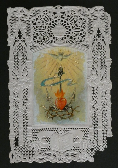image pieuse canivet dentelle foi esperance et charité colombe sacré