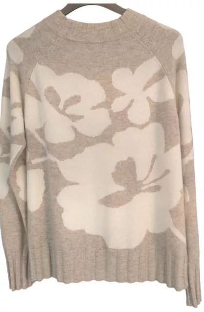 Kinross Cashmere Floral Intarsia Crew Neck 100% Cashmere Large Jumper RRP£350 3