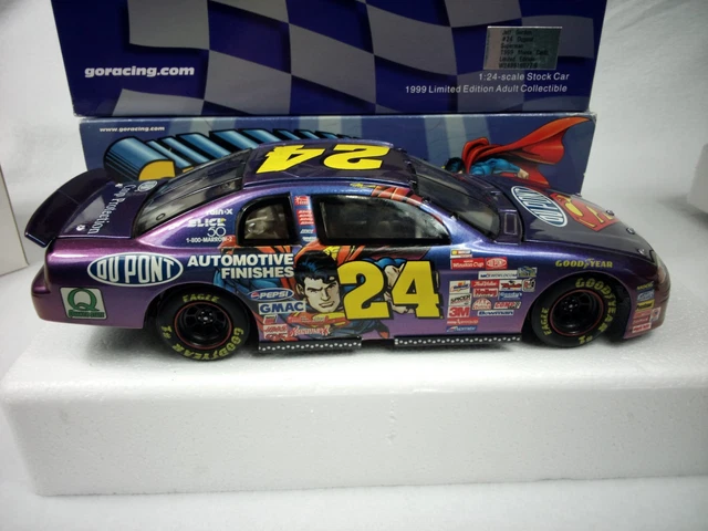 Jeff Gordon LE Superman / Du Pont 1999 Monte Carlo Race Car Chevrolet Crew Cab Trailer 124 Scale Die Cast Collection