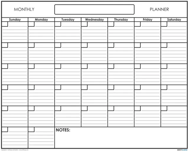 Monthly Wall Calendar Planner One Month Dry Erase Board White Large Home 18 X 24