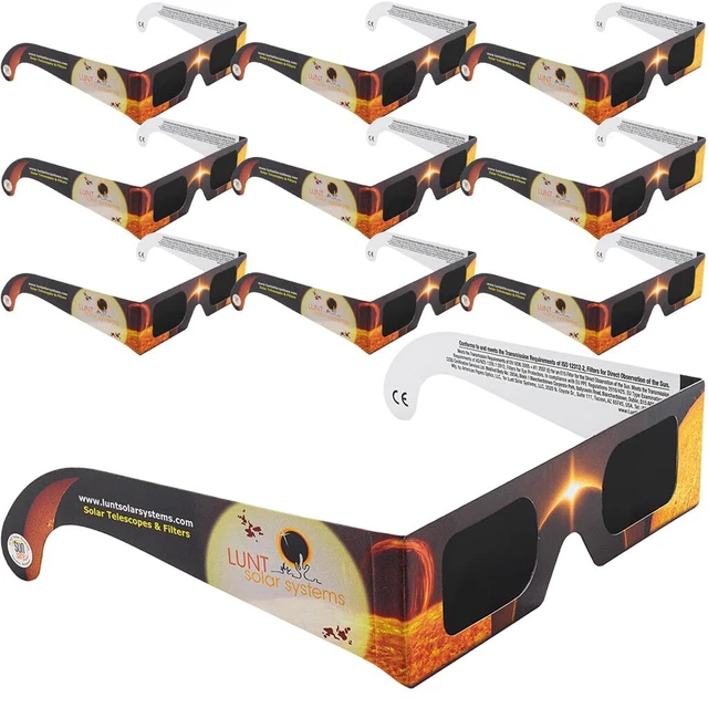 10 PACK PREMIUM, Solar Eclipse Glasses Approved 2024, ISO and CE