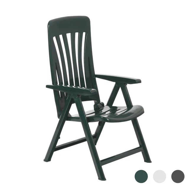Garden Armchair Chair Resol Blanes Adjustable Folding Plastic Lounger Green