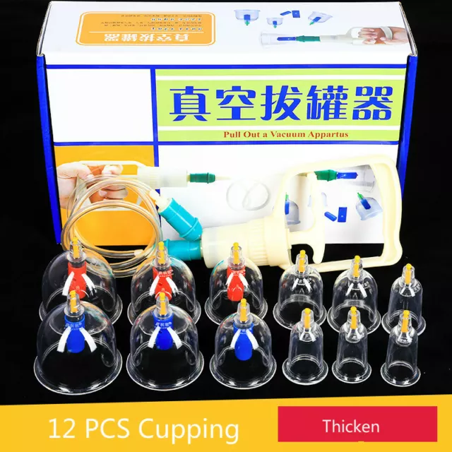 12 PCS Vacuum CUPPING Cups Pump Set Treatment Massage Suction Medical Therapy