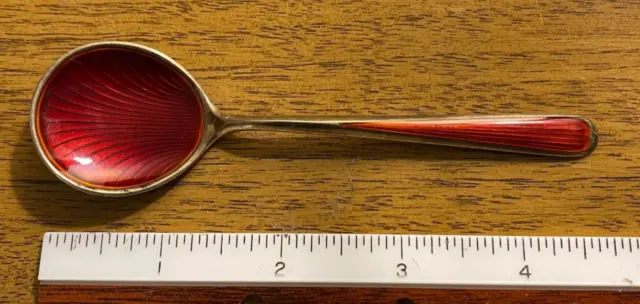 Vintage  Sterling Silver 925 Red Enamel Spoon by N.M. Thune of Oslo, Norway