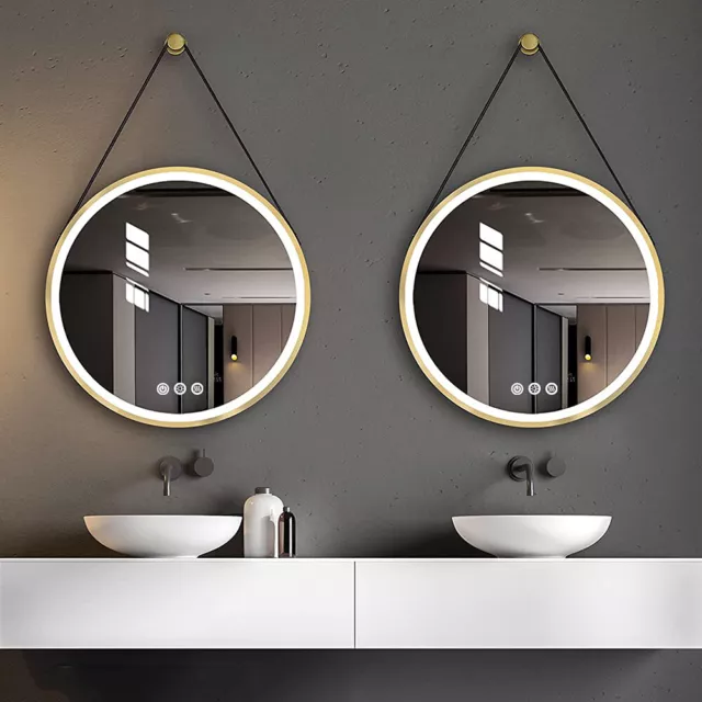 Luxuy LED Illuminated Bathroom Mirror Touch Wide Range Anti-fog Black Gold Frame