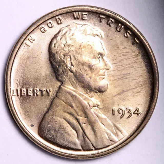 1934 Lincoln Wheat Cent Penny GEM BU RED UNCIRCULATED MS FREE SHIPPING E637