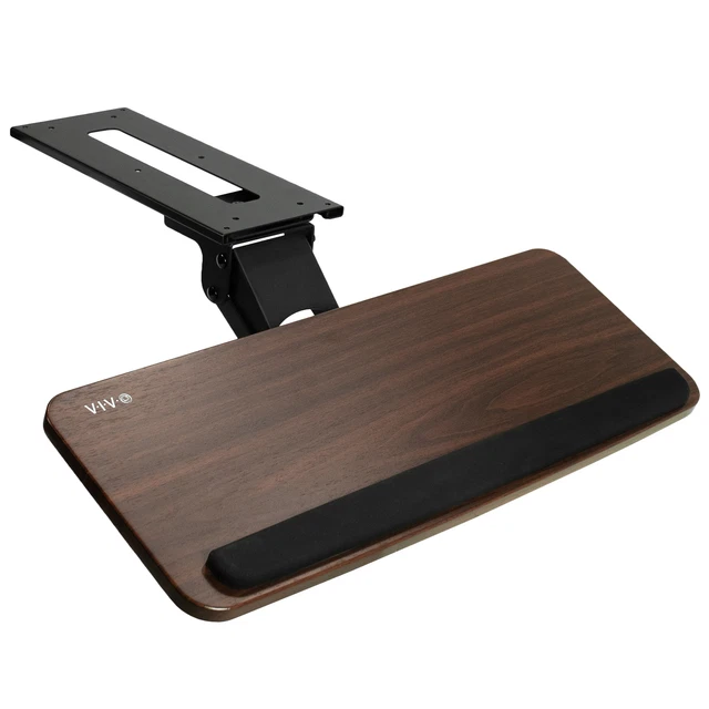 VIVO Dark Wood Adjustable Computer Keyboard & Mouse Tray, Under Table Desk Mount