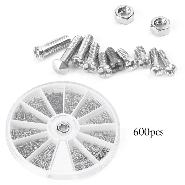 Small Screw Nuts Electronics Assortment Set 600PCS 12 Kinds of M1 M1.2 M1.4 M1.6