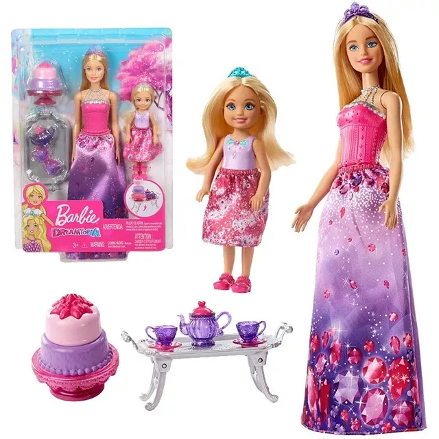 Barbie Dreamtopia Set FPL88 Barbie and Chelsea Dolls Tea party Mattel NEW