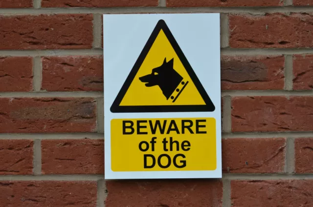 BEWARE OF THE DOG A4 semi-rigid plastic sign warning security guard dog safety