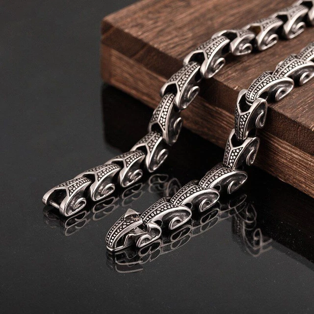 STAINLESS STEEL DRAGON Link Chain Necklace Ouroboros Punk Men Jewelry