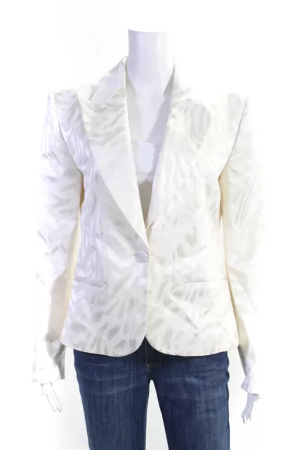 Redemption Womens Cotton Notched Collar One Button Blazer Jacket White Size 46 L