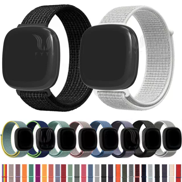 For Fitbit Versa 4 Versa 3 Sense 2 Sense Woven Nylon Loop Sport Wrist Band Strap