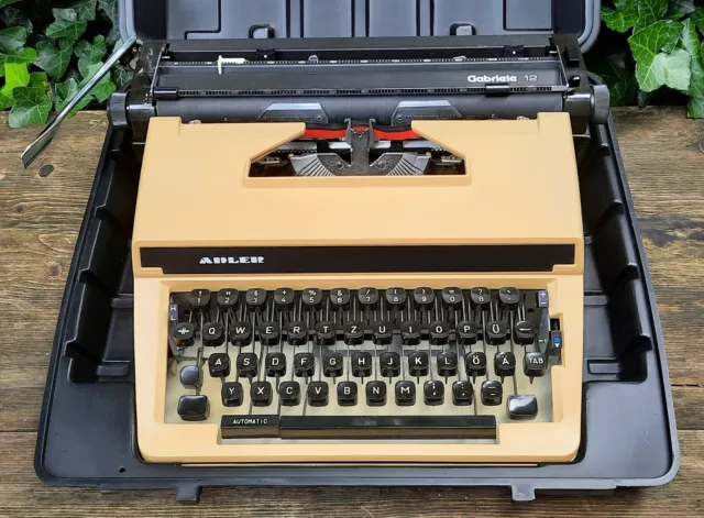 Antiguo Escribir Reiseschreibmaschine Typewriter Águila Gabriele 12 Luz Amarillo 2