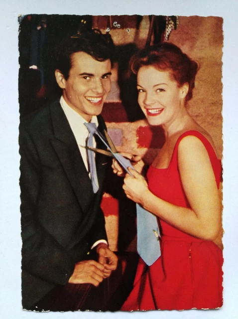 Romy Schneider, Horst Buchholz, original Autogramm/Fotopostkarte, WS Druck.