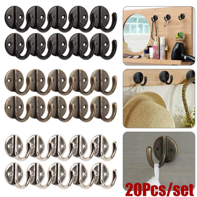 20x Small Rustic Coat Hooks Cast Iron Wall Mount Hat Hook Towel Cap Dog Leash