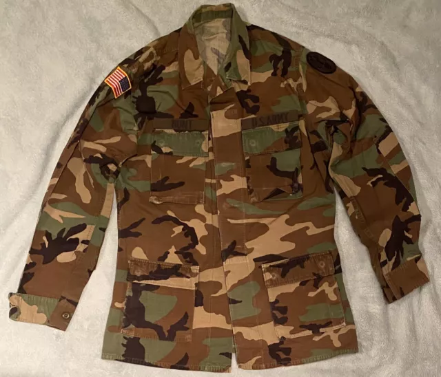 US ARMY BDU Woodland Camo Uniform Top Military Shirt Medium XLong ...