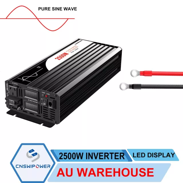 Inverter with two AU socket power 2500w pure sine wave 12v/24v/48v dc to 240v ac