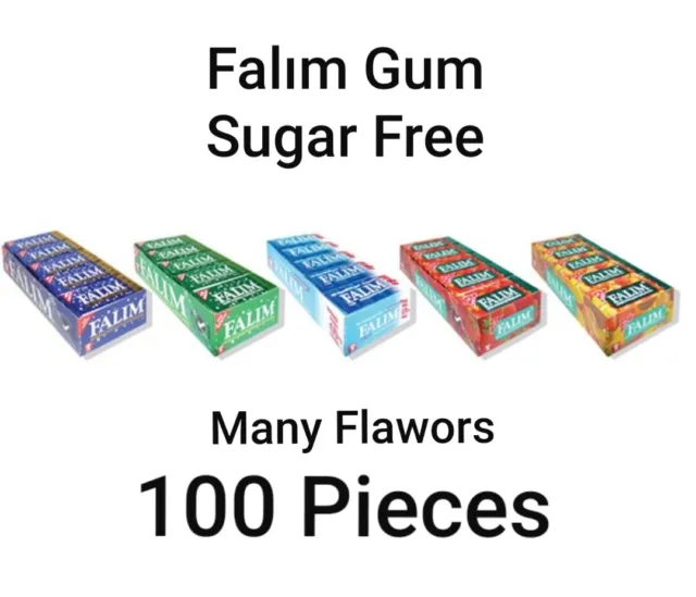 2 BOX * Falim Mint Flavored Sugar Free Gum (5×20 pieces) FREE EXPRESS  SHIPPING
