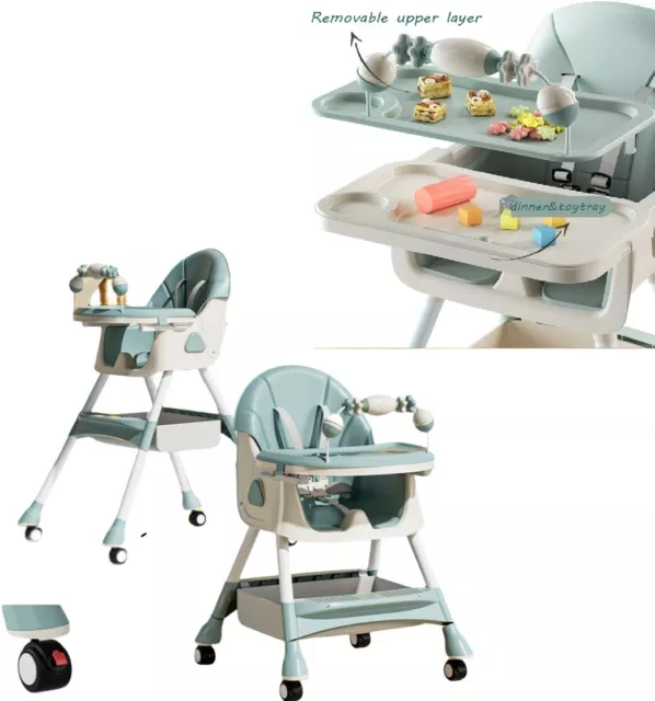 Chair Feeding High Baby Infant Seat Highchair Adjustable Toddler Table Tray