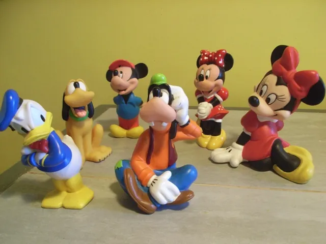 lot de  6 figurines disney vintage mickey    minie  donald ......