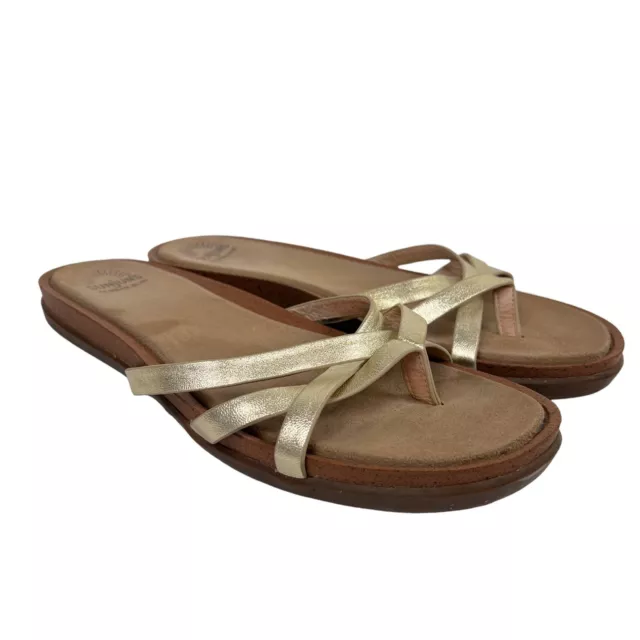 Sunjuns Bass Sharon Gold Strappy Flat Comfort VTG Sandals Womens Size 9.5 - 10