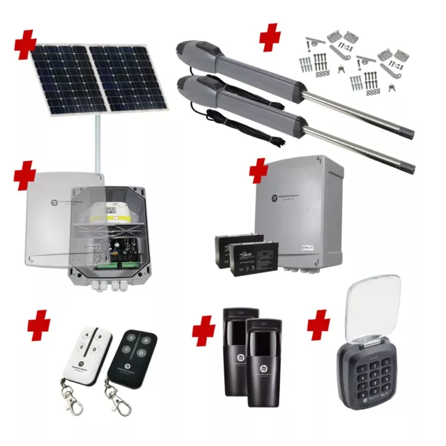 Solar OFF GRID Automatic Double Swing Driveway Gate Opener 24 Volt Kit ROBUST...