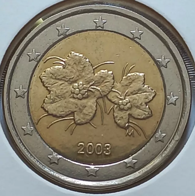 2 Euros 2003 Finlandia, Euro Coin Finland/Finlande, Sin Circular, La De La Foto