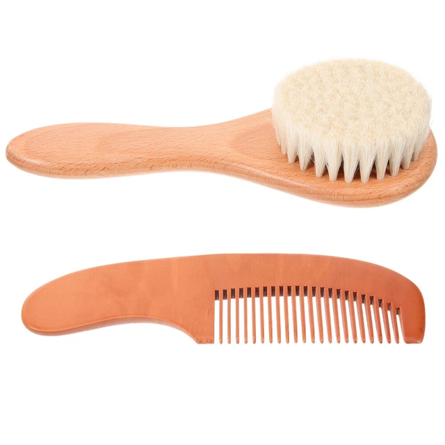 1 Set of Baby Wool Brush Comb Kit Baby Hair Brush Wooden Comb Newborn Wool