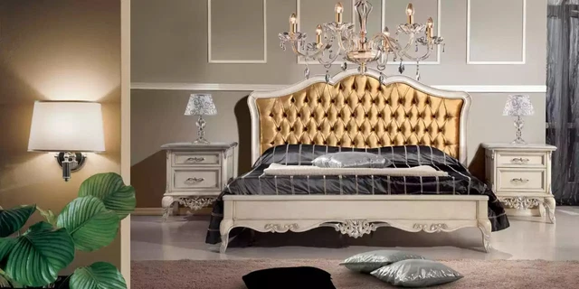Lit 2x Table de Chevet 3tlg. Chambre à Coucher Set Luxe Design Lits Complet
