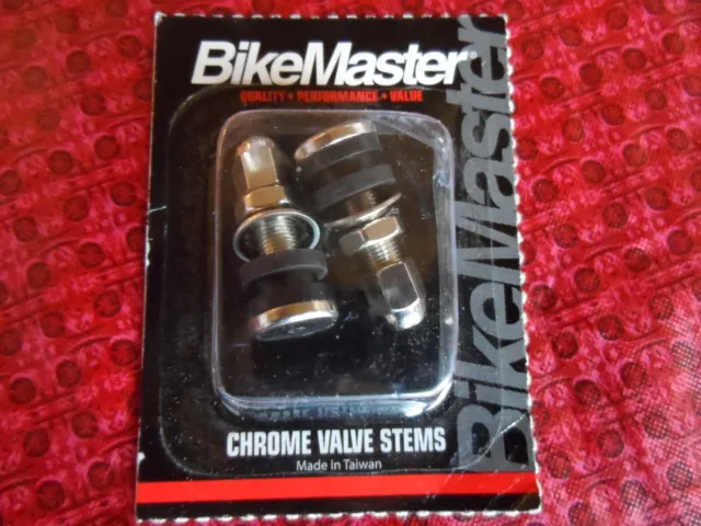BikeMaster Motorcycle Straight Chrome Valve Stems (2) Pack