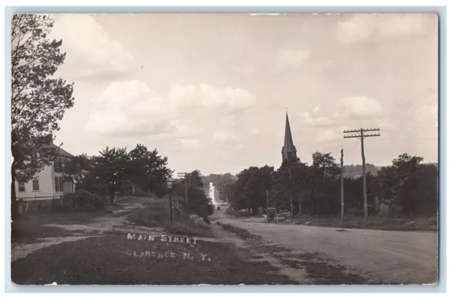 c1930's Main Street View Clarence New York NY RPPC Photo Antique Postcard