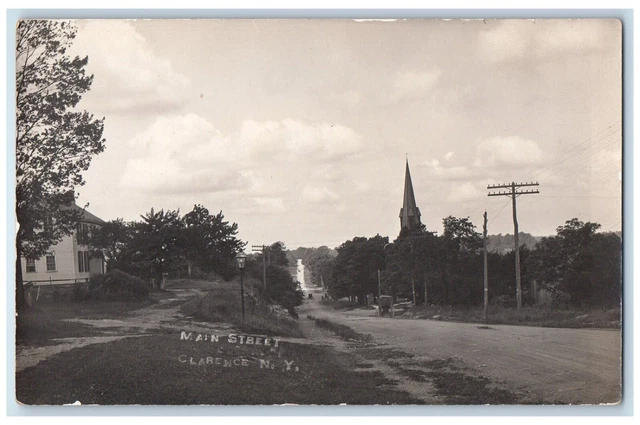 c1930's Main Street View Clarence New York NY RPPC Photo Antique Postcard