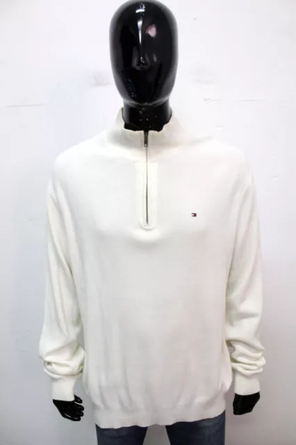 Tommy Hilfiger Maglione Uomo Taglia XL Sweater Maglioncino Pullover Cotone Logo