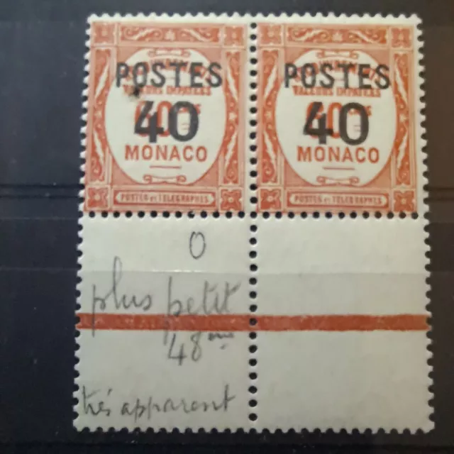 Monaco Yt 137 Variety Small 0 In Pair. Mnh But Pin Hole In The Stamps With Var!