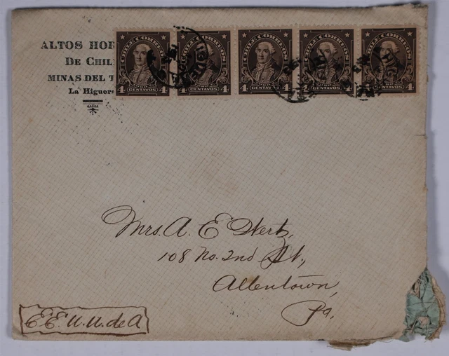 Mayfairstamps Chile to US Allentown PA Commercial Cover aac_67671 Mayfairstamps Chile to US Allentown PA Commercial Cover aac_67671