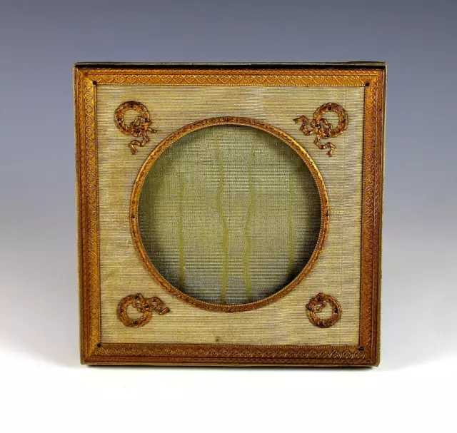 Antique French Louis XVI Style Gilt Bronze Photo Frame with Silk Mat