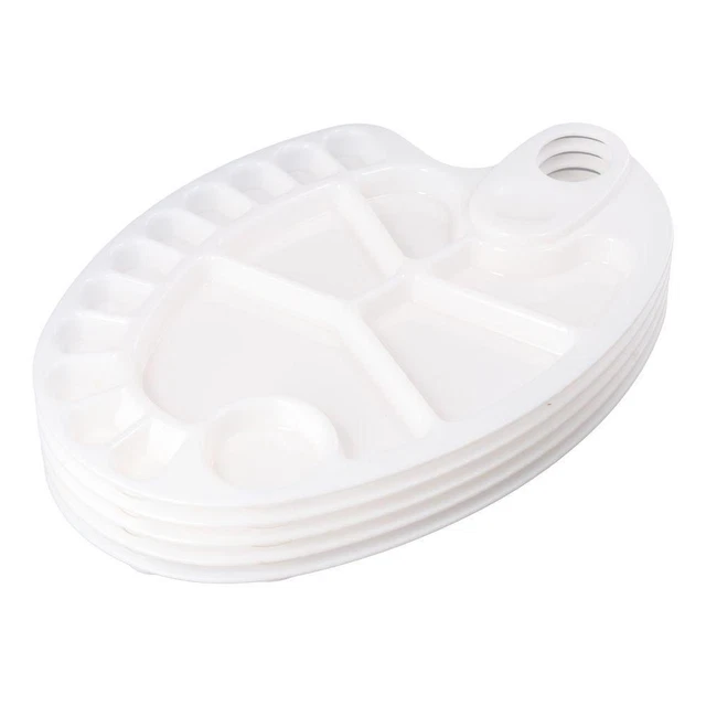 Lot De 24 Plateaux De Peinture En Plastique Blanc - 6 Compartiments, Pour Aquarelle, Acrylique, Réutilisables - 8