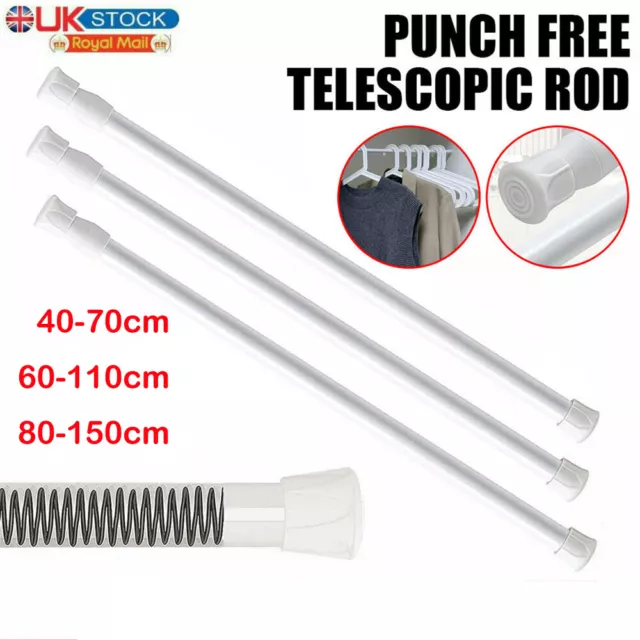 Telescopic Net Voile Tension Curtain Rail Pole Rod Rods Extendable Spring Loaded