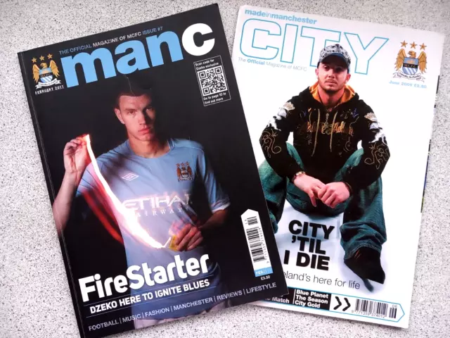 x 2 OFFICIAL MANCHESTER CITY FOOTBALL CLUB MAGAZINES JUNE 2009 & FEBRUARY 2011