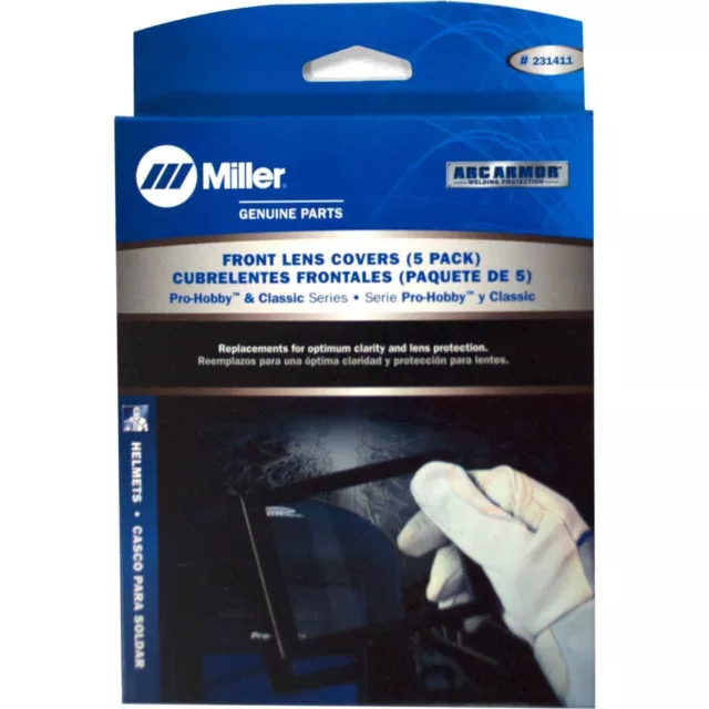 Miller 23921 Performance Welding Helmet Replacement Front Lens Covers Pack Of 5