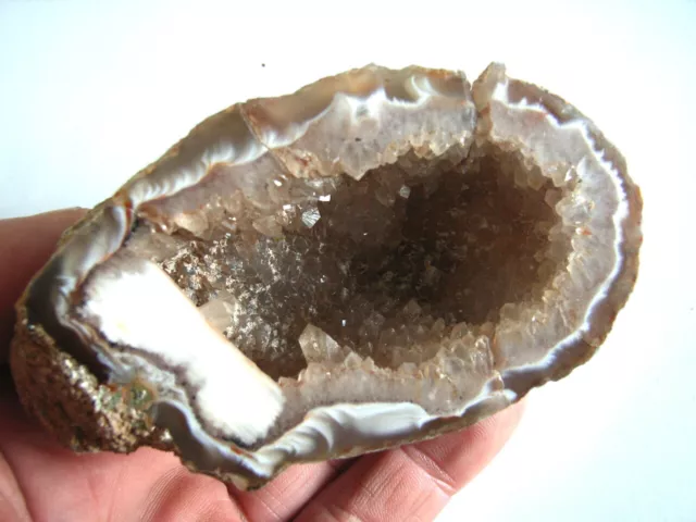 F493 Achat Anschliff mit Quarzdruse, aus Soledade, Brasilien