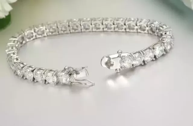 5 CT ROUND Cut Lab-Created Diamond Women's Tennis Bracelet 14K White ...