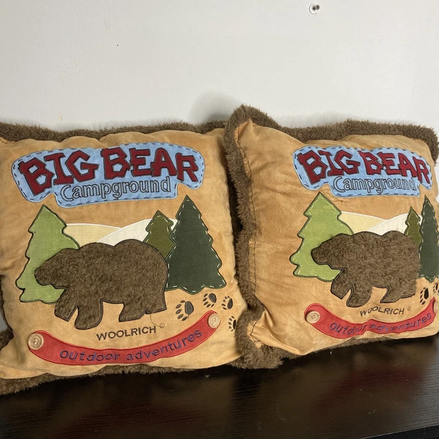2X Pillow Woolrich 17" Decor Faux Suede Corduroy Big Bear Campground Cushion