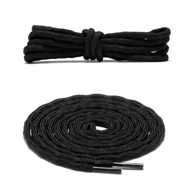 2 Pair Wave Black Hiking Work Boot Shoe Laces for 5 6 7 8 9 eyelets Stay Tied