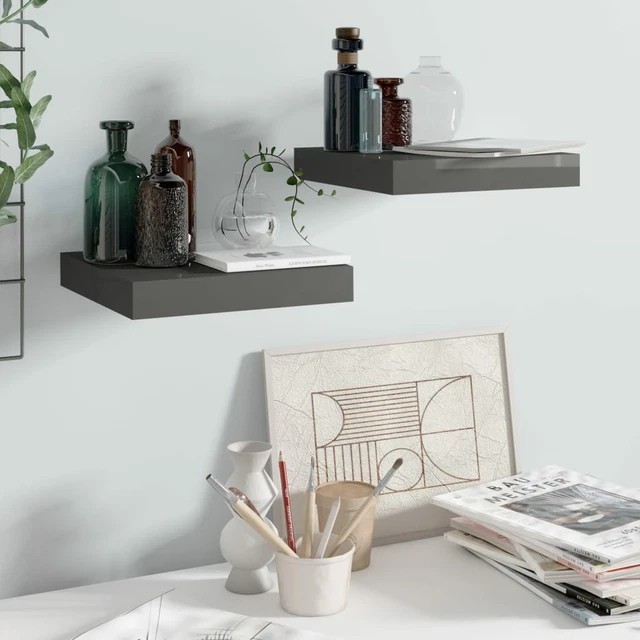 Scaffali a Parete 2 pz Grigio Lucido 23x23,5x3,8  in MDF L6V0