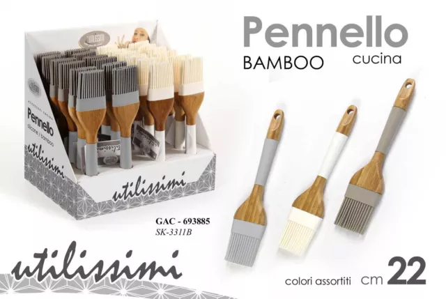 Pennello Cucina Decorazioni Pasticceria Silicone Bamboo 22Cm 3 Colori Gac-822926